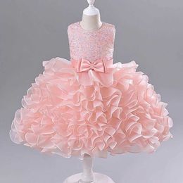 Girl's Dresses Princess Girls Sequin Layered Puffy Party Dresses Baby Kids High Quality Elegant Wedding Flower Girl Ball Gown Dress Clothing