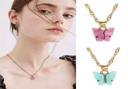 Small Fresh Butterfly Necklace Acrylic Colour Sweet Beauty Style Wild Clavicle Chain Personality Net Red Influx Necklace6520056