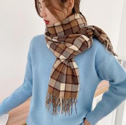 Scarves Women Lady Mosaic Plaid Winter Thick Fashion Soft Warm Cashmere Shawl Colourful Striped Long Tassel ScarfScarves7751314