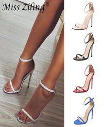 High Heel Sandals Women Stiletto Heel Shoes Black Red White Buckle Strap Female Wedding Party Sandals Designer Luxury Sandals1613571