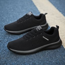 Running Shoes Single Mesh Breathable Reflective Movement Men Shoes Wear-resistant Lightweight Men Sneakers Black684