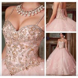 Quinceanera Dress Pink Custom Made Crystal Ball Gown Dresses For 15 16 Years Prom Party Dres es