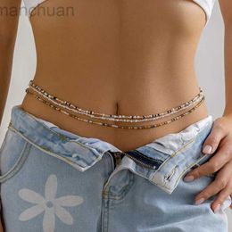 Waist Chain Belts Ingemark 3Pcs Bohemia Waist Bead Belly Belt Chains for Women Wed Bridal Sexy Summer Bikini Elastic Body Jewellery Y2K Accessories d240430