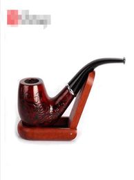 Solid Red Wooden Stripe Smoking Tobacco Pipe Carved flowers Cigarette Cigar Hand Filter Pipes 145cm length tools Accessories8373862