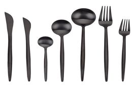 Matte Black Silverware Flatware Dinnerware 304 Stainless Steel Cutlery Knife Fork Spoon Tableware2938916