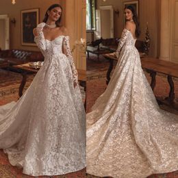 Sukienki Line Lace Berta dla panny młodej A Off Dresser Wedding Suknia Kość stanika bez pleców designerskie suknie ślubne