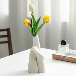 Vases Nordic Home Decoration Ornaments Ceramic White Minimalist High-end Dry Flower Fashion Sets