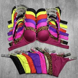 Women's Lingerie Fashion Ladies Rhinestone Gathering Bra Set Adjustable and Panty