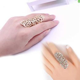 Wedding Rings Women Fashion Hollow Out Carved Long Ring Men Gold Silver Colour Wedding Jewellery Gift Punk Exaggerated Rhinestone Alloy Rings