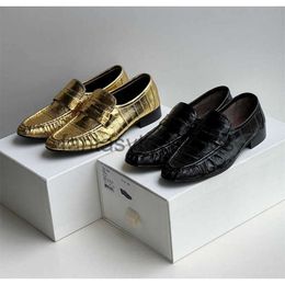 The Row leather TR shoes Approval loafer of Handmade eel pleated womens small shoes 9RNR