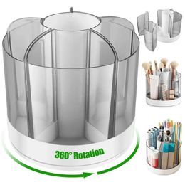 Cosmetic Organiser Rotating pencil manager with 6 components 360 rotating detachable cosmetic storage box circular makeup brush Q240429