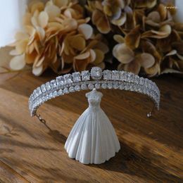 Hair Clips Exquisite Sparkling Zircon Wedding Dress Accessories Brides Crowns Tiaras Plated Crystal Hairbands
