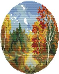 Promotional patterns cross stitch counted fabric diy embroidery kit beginner sewing wall crafts landscape autumn painting home dec4050295