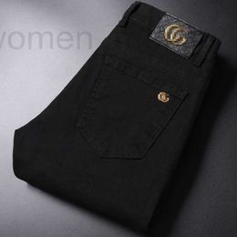 Men's Jeans designer Brand black jeans men's spring and summer fashion brand embroidered slim fit small feet Medusa Korean casual pants SBY3