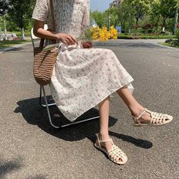 Sandals Clogs With Heel Roman Flat Summer Shoes Woman Suit Female Beige Soft Thick Gladiator Without Closed Black 2024 Girls Com H240430