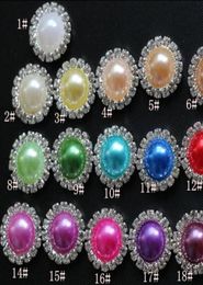 16mm Flat Back Crystal Pearl Buttons 50pcslot 19colors Metal Rhinestone Crystal Loose Diamonds Jewelry DIYl6120429