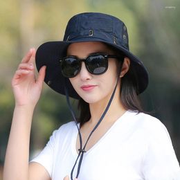 Berets Summer Sunscreen Wide Brim Bucket Hats Women UV Protection Waterproof Panama Caps Hunting Sun Fisherman Hat For Mens