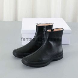 The Row Designers TR Dress Boots Women Short shoes 2022 Shoes Rois Autumn New Small French Solid Side Zipper Casual Martin Boots Size 34-39 WXLH BNZN 2024