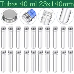 20Pcs Lab 40ml PET Test Tube Bottle Transparent Cylindrical Plastic Refillable For Mask Candy Data Line 23 140mm