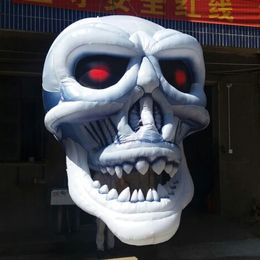 Halloween decoration giant inflatable skull head hanging skeleton model with internal blower for event stage advertising
