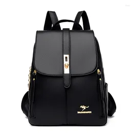 School Bags Women Backpack 2024 Leather Backpacks Female Designer For Girls Bag High Quality Travel Bagpack Ladies Sac