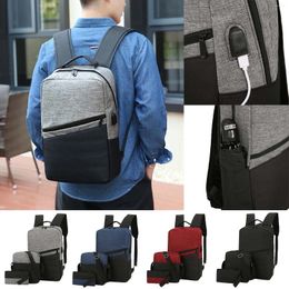 School Bags Simple Style For Women Mens And Womens Backpack Color Matching Three Piece Computer Business Bag Shoulder Casual Mochilas