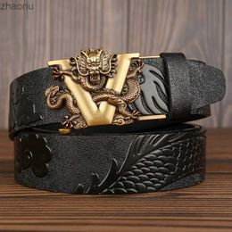 Belts New Chinese Dragon Designer Belt for Men Luxury Cowskin Leather Men Belts Waistband High Quality Businessmen Belts Automatic XW