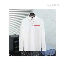 Mens Embroidered Polo Shirts Long Sleeve Casual T-Shirts Unisex High Street Fashion Tops Size 3XL 4XL 5XL 6XL