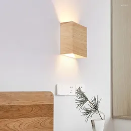 Wall Lamp Nordic Wood Original Wooden Walnut Lights For Bedroom Living Rooms Study Staircase Hallway Room Decor LED Sconces