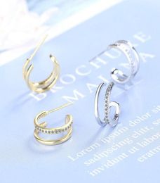 Stud Luxurious 925 Sterling Silver Earrings For Women Jewelry Zircon Semicircle Earring Lady Engagement AccessoriesStud9202746