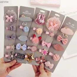 Hair Accessories 1/5 piece/set Kawaii flower/cloud hair clip set baby girl cartoon crown bow star hair girl cute childrens hair accessories WX