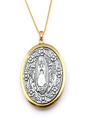 10pcslots Europe and America Twotone Virgin Mary medal Alloy Charms Pendant Necklaces Jewellery DIY 236 inches Chains Christmas g7986060