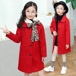 Jackets 2024 Selling Woolen Kids Coat For Girls Toddler Children Clothes AUTUMN &WINTER Outerwear Fashion Girl Coats