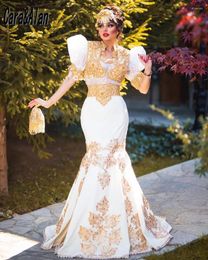 Party Dresses Cara&Alan Traditional Kosovo Mermaid Evening 2024 Beading Gold Applique Albanian Wedding Gowns Vestido De Novia