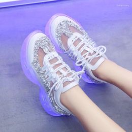 Fitness Shoes Crystal Jelly Bottom Fashion Trend Sports Casual Women's Sneakers Platform Basket Femme Yellow Chunky