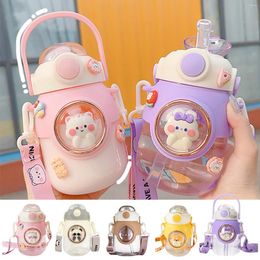 Evening Bags 820ml Children Water Cup Space Kawaii Straw Sports Bottles Leakproof Detachable Shoulder Strap Drinkware For Gym Sport