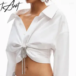Women's Blouses Tannt Women Shirt Irregular Bandages White Casual Shirts Tops Long Sleeves Fashion Loose Short Cotton 2024