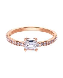 100 925 Sterling Silver Emerald Cut Created Moissanite Wedding Engagement Simple Rose Gold Ring Fine Jewelry Gifts7852312