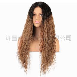 split lace Wig wig small medium women long curl wigs Headcover front
