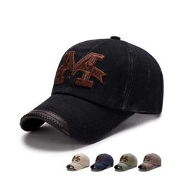 Ball Caps 2022 Mens Wash Twill Baseball Hat% Cotton Vintage Jeans Hat Classic Dad Adjustable Flat Q240429