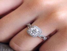 Fashion Diamond Ring for Women Creative Silver Color Engagement Ring Wedding Ring Party Square Gemstone Jewelry9559193