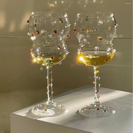 Wine Glasses Colourful Stone Beans Glass Goblet Sparkling Gem Cocktail Champagne Dessert Drinking Bar