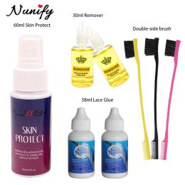 Adhesives Hair Bonding Glue Installation Kit For Wigs 4Pcs/set Water Proof Lace Wig Glue & Remover For Lace & Skin Protect & Edge Brushes