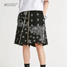 Men's Shorts #OVDY Spring/Summer Fashion Brand Product Personalised Cashew Flower Print Loose Casual Drawstring Loop