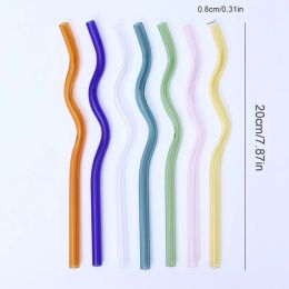 Reusable Eco Borosilicate Glass Drinking Straws High temperature resistance Clear Coloured Bent Wavy Milk Cocktail Straws FY5320 ZZ