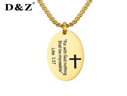 D&Z 3 Colors Dog Luke 1:37 God Bible Necklaces Pendants with 24" Link Chain Necklace For Men Jewelry1262232