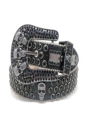 2021 New Arrival 3 colors simon famous brands cinturon woman men belt PU Leather black skull1984837