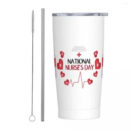 Tumblers International Nurses Day Stainless Steel Tumbler Driving Thermal Cups With Straws And Lid Large Mugs Cup Drinks Water Bottle