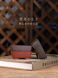 Planters Pots Traditional Chinese Garden Decoration of Purple Sand Rounded Rectangular Bonsai Pot Q240429