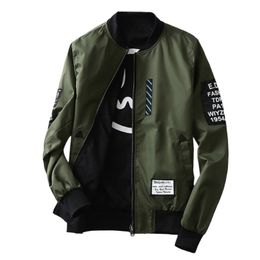 New Bomber Jackets Men's Autumn Winter Fashion Overcoat Army Green Black Thin Slim Fit Men Wind Breaker Plus Size Coat M-4L 201C